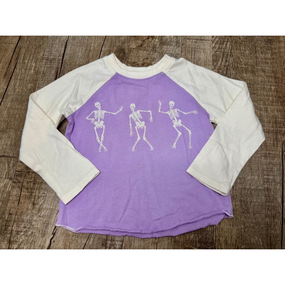 Toddler PurpleDancing Skeleton Raglan Long Sleeve Shirt 3T Halloween Graphic Tee